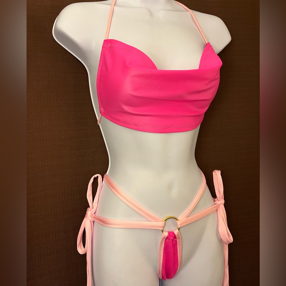 Pink 2 Tone Exotic Dance Outfit Adjustable